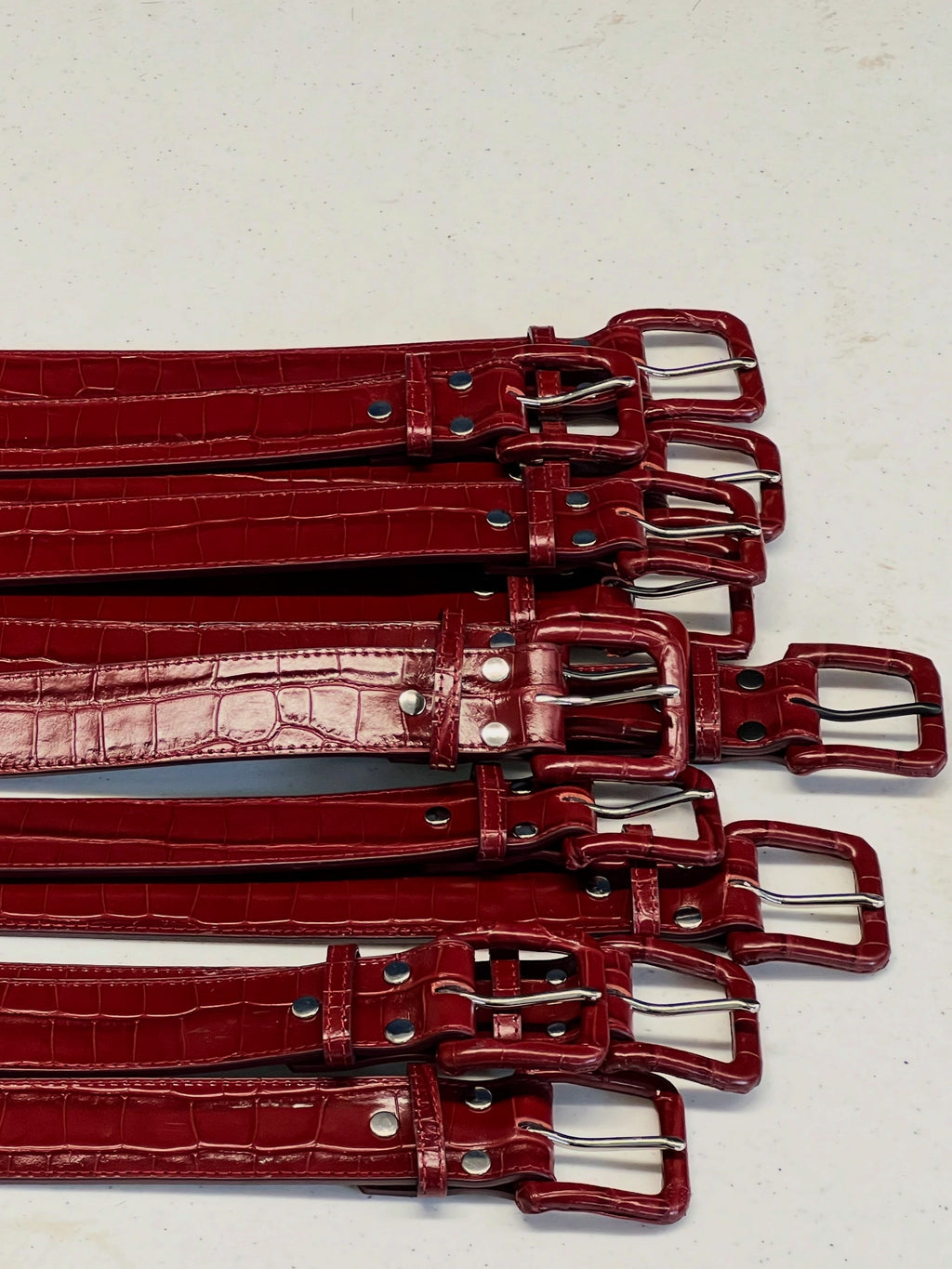 Croc Tober Deep Red Croc Belts
