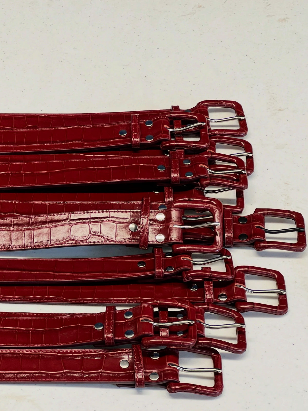 Croc Tober Deep Red Croc Belts