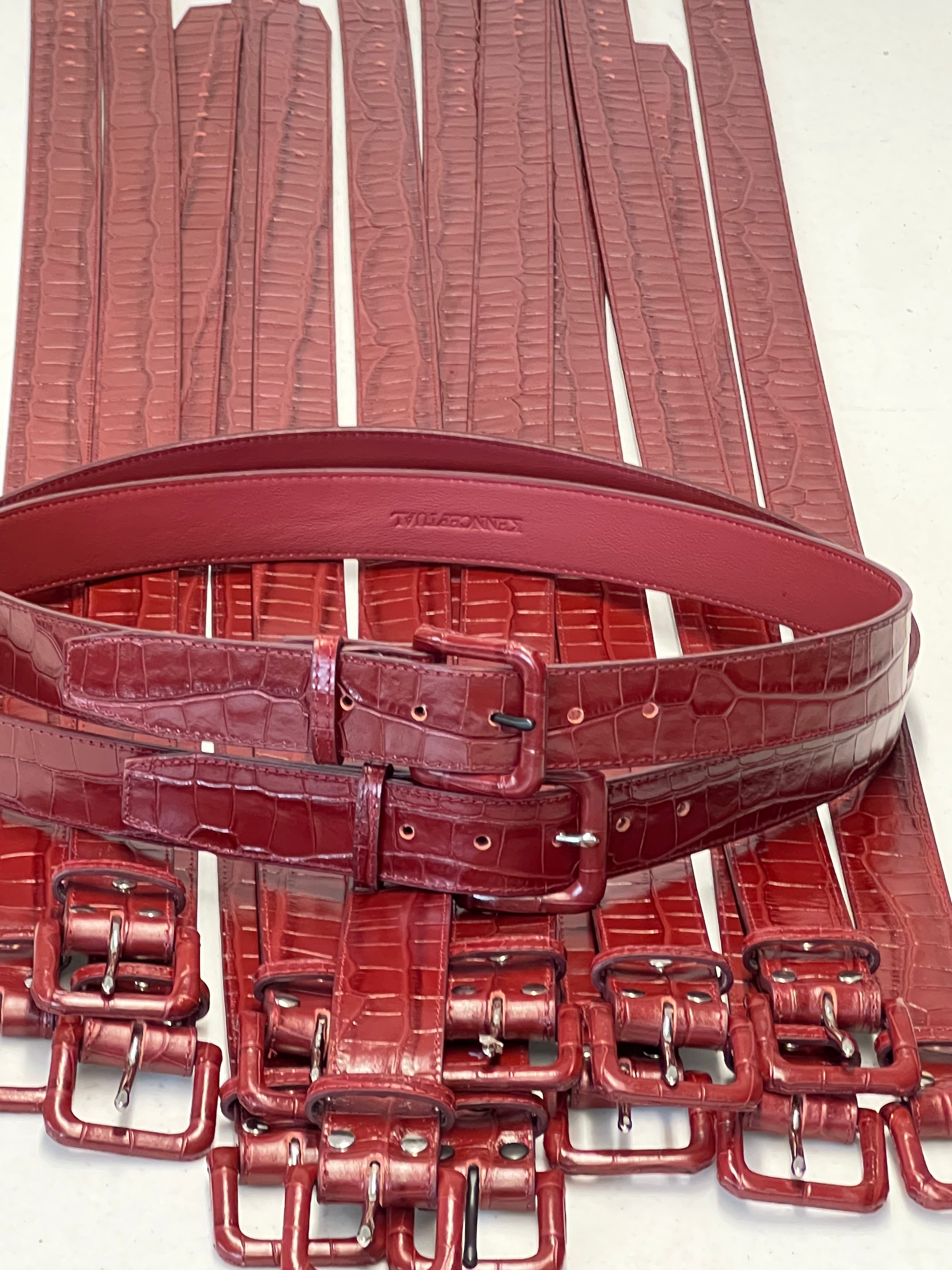 Croc Tober Deep Red Croc Belts