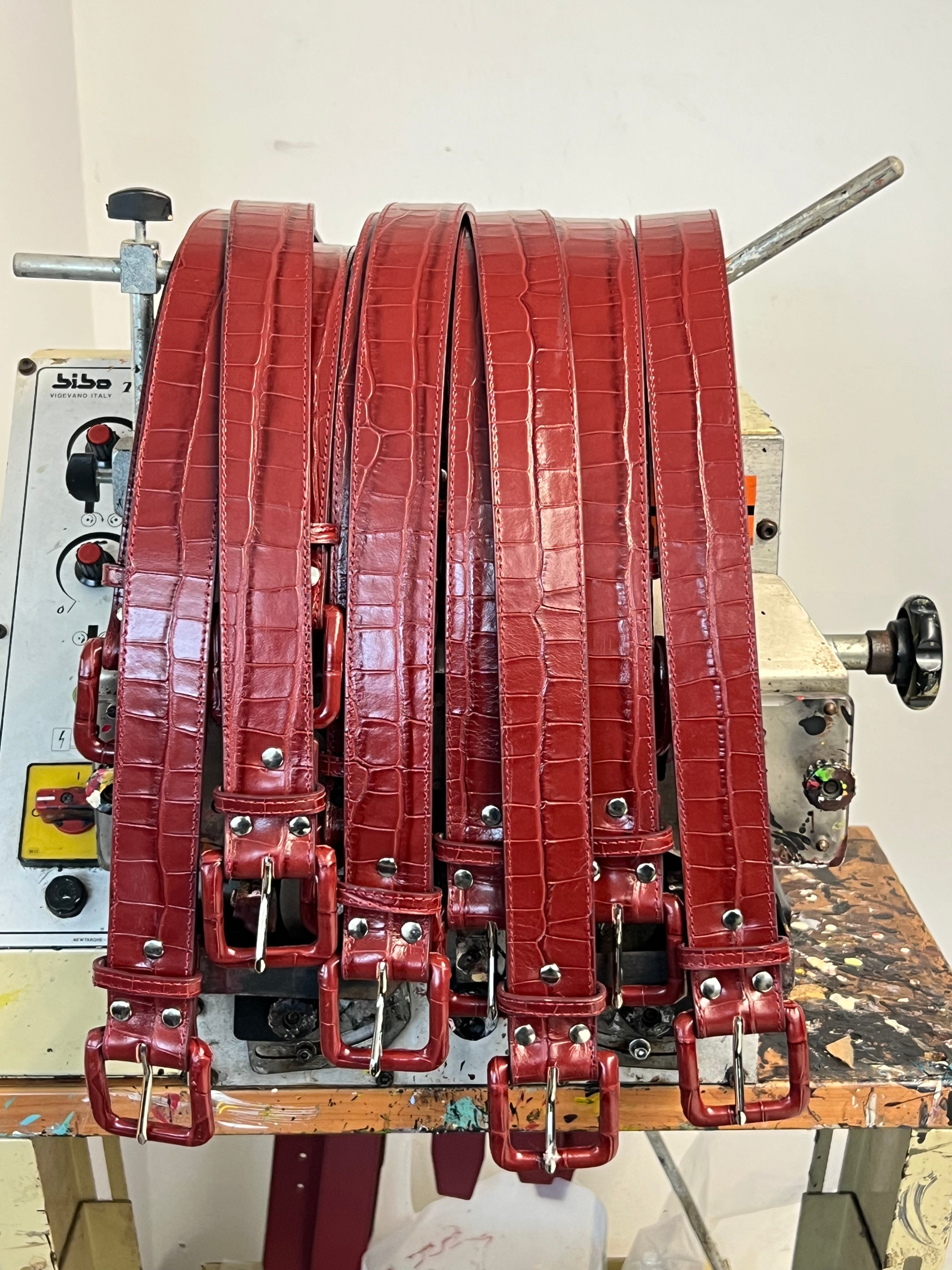 Croc Tober Deep Red Croc Belts